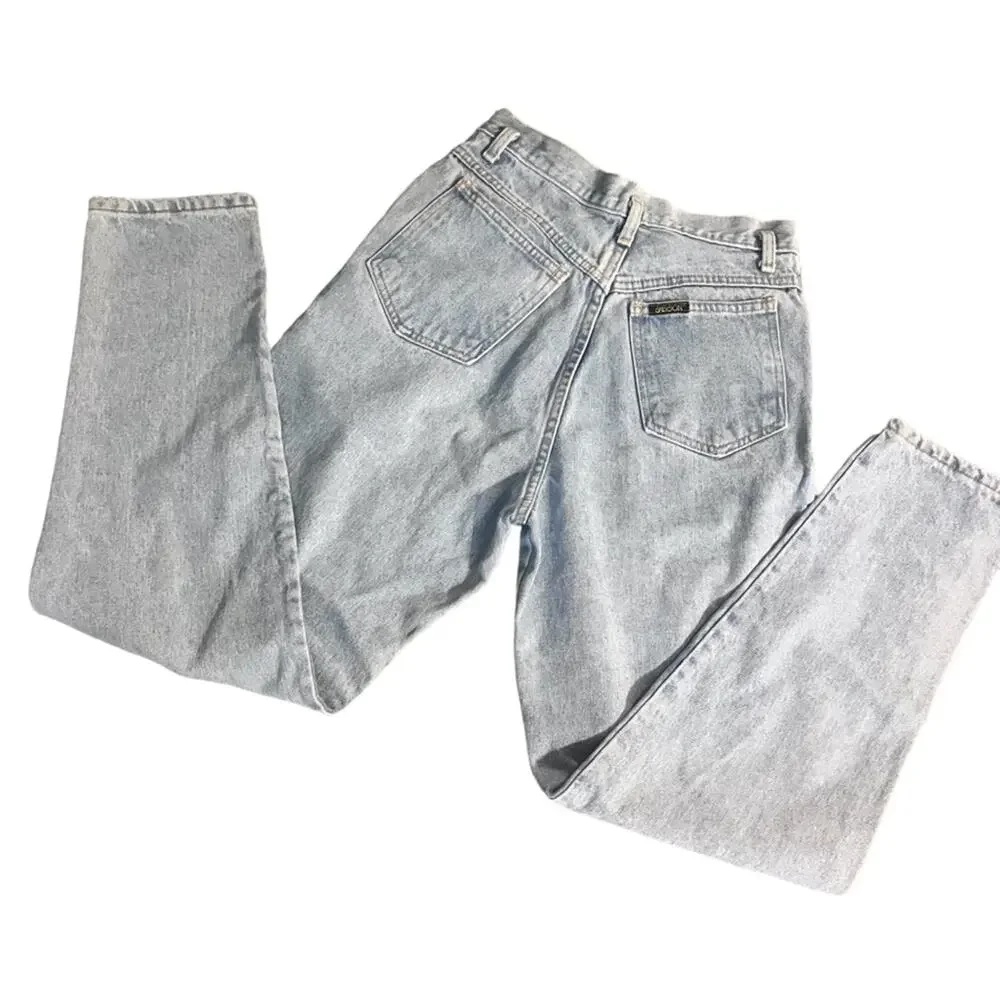 Vtg Sasson Light Wash Button Fly High Waist Tapered Leg Jeans 25x29